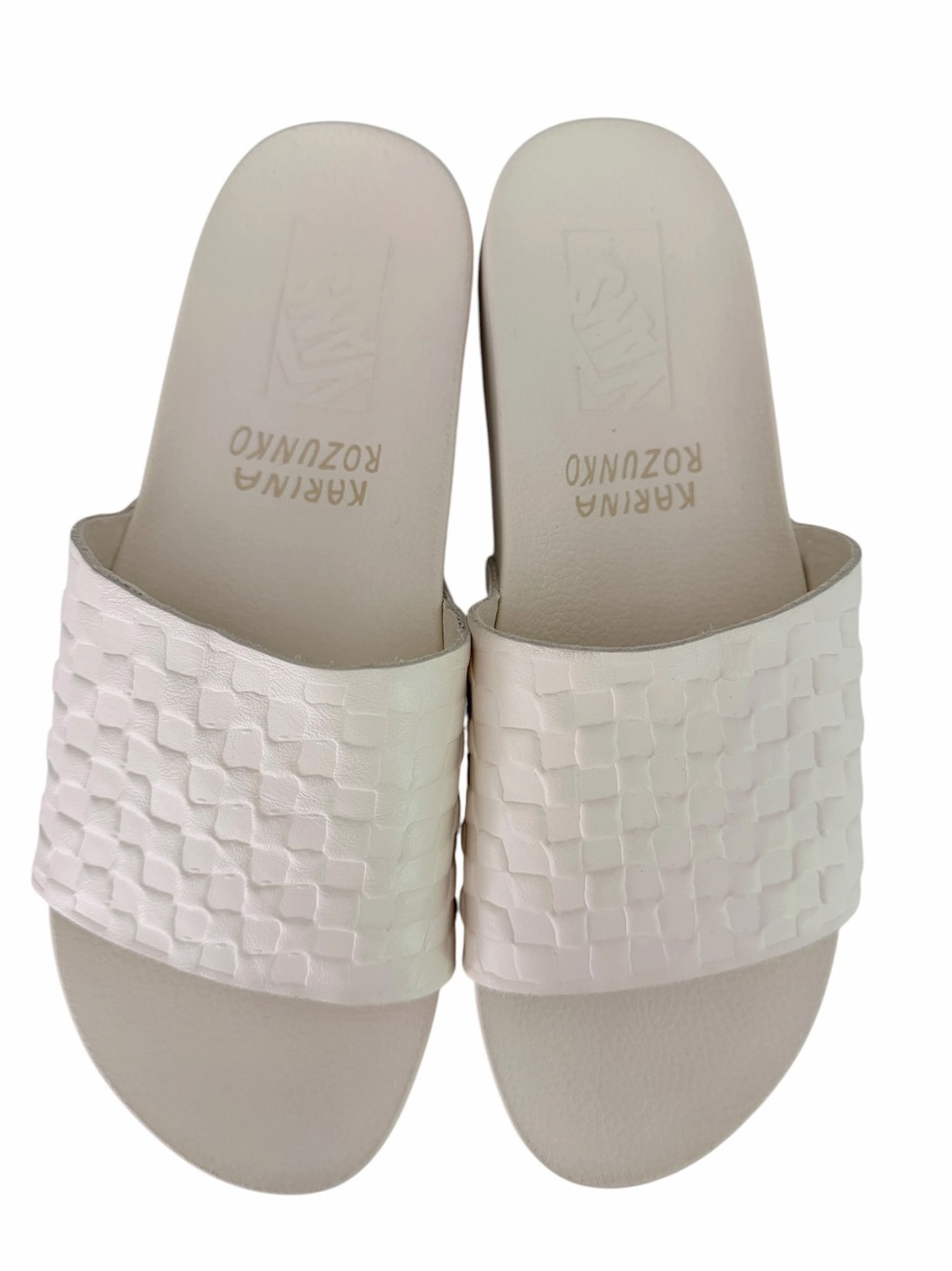 VANS Cream Karina Rozunko Slide Sandals Woven Surf Casual size 8